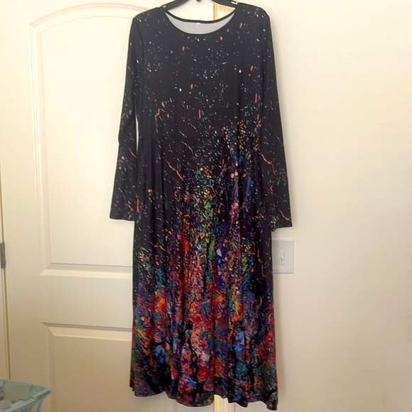 Source Unknown Dresses & Skirts - Black Color Splatter Long Sleeve Dress Size L